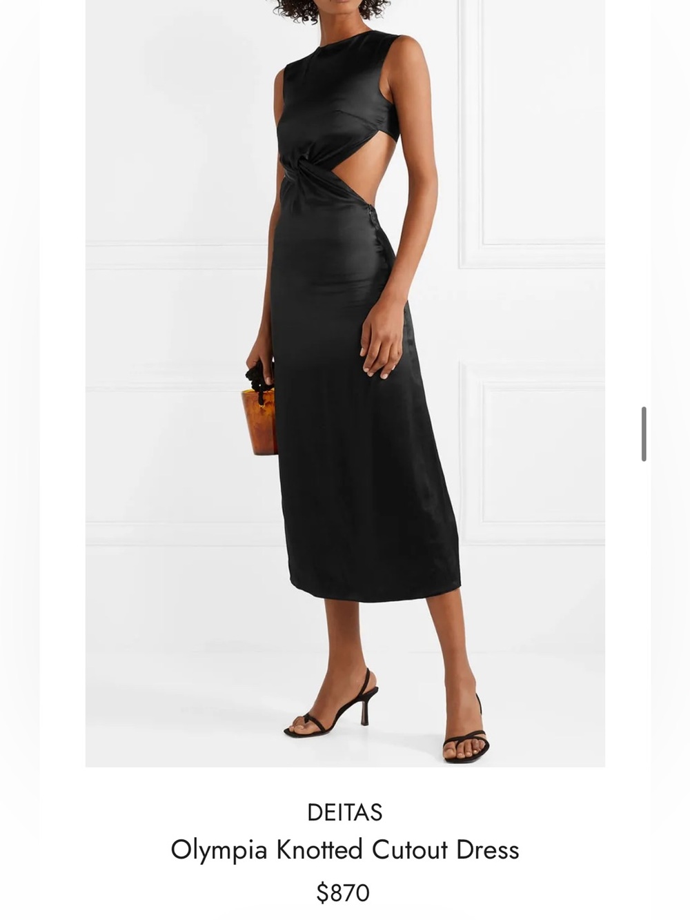 (RARE) DEITAS Olympia Knotted Cutout Black Silk Maxi Dress - EU 38 / US 6